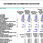 Example output from UGA Marketing Alternatives Calculator